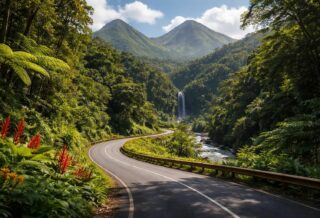 explorez les paysages à couper le souffle le long de la route de la traversée en guadeloupe, entre forêts luxuriantes, cascades impressionnantes et panoramas exceptionnels.