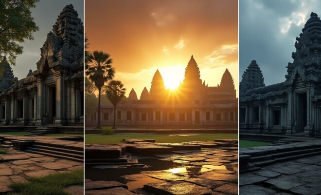 découvrez angkor, l’ancienne capitale majestueuse de l’empire khmer. partez pour un voyage fascinant au cœur de la culture khmère à travers ses temples, son histoire et son patrimoine unique.
