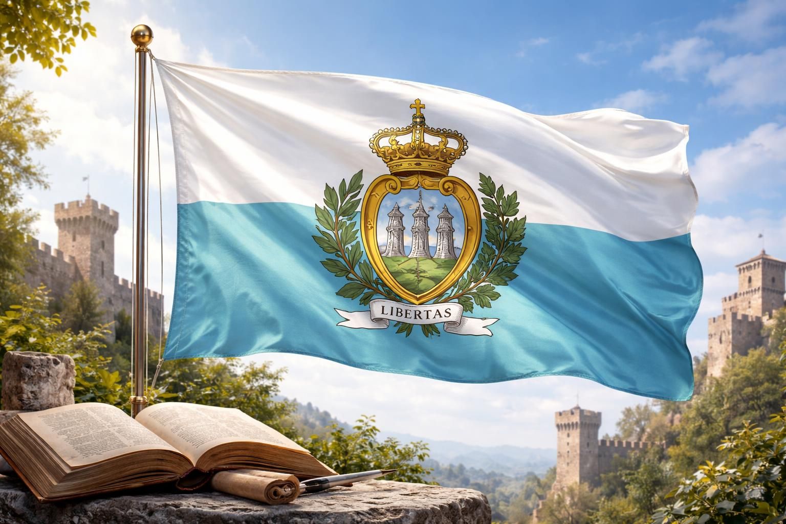 découvrez l'histoire et la signification des couleurs et symboles du drapeau saint-marinais, emblème riche en traditions et en valeurs.