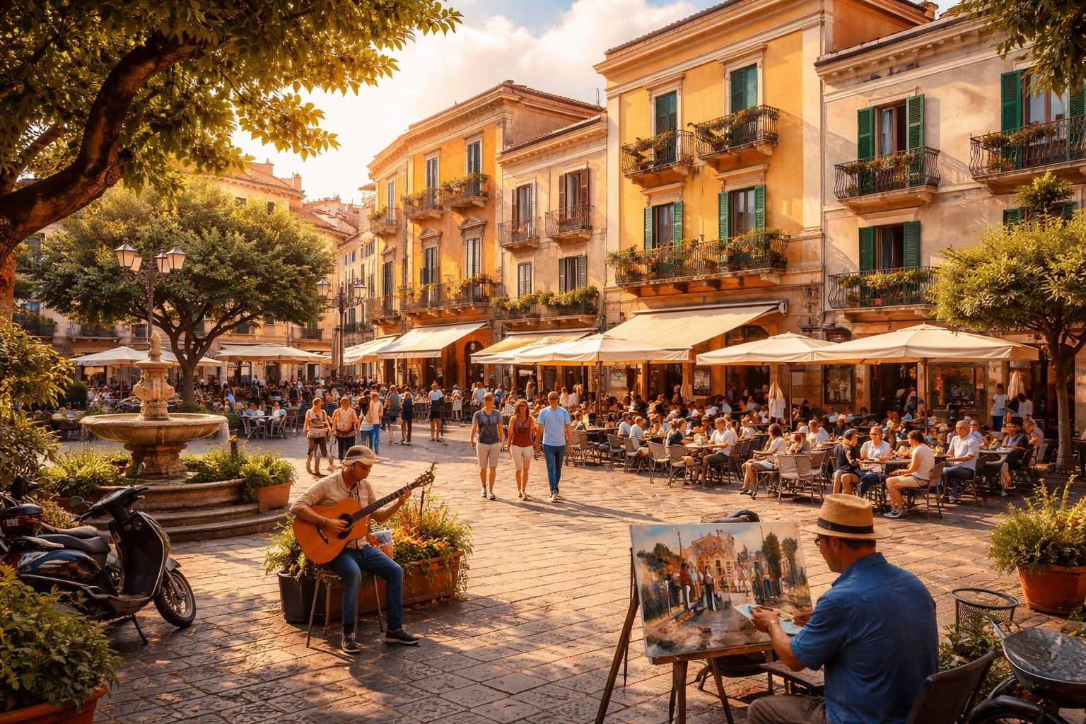 découvrez la richesse culturelle et l'ambiance vibrante de la piazza umberto, un lieu emblématique où histoire et vie locale se rencontrent.