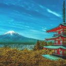 Japon pagode et mont Fuji
