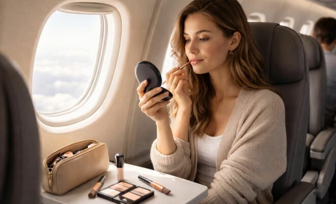 découvrez notre guide pratique pour un maquillage en avion facile et rapide, idéal pour garder une routine de beauté simplifiée même en voyage.