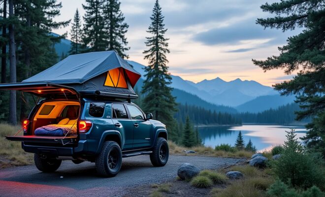 découvrez la liberté de dormir n'importe où avec notre tente de toit pour voiture. idéale pour les aventuriers et les amoureux de la nature, elle vous offre confort et praticité pour vos prochaines escapades. élevez votre expérience de camping et partez à l'aventure en toute simplicité !