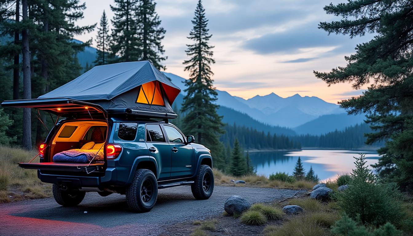 découvrez la liberté de dormir n'importe où avec notre tente de toit pour voiture. idéale pour les aventuriers et les amoureux de la nature, elle vous offre confort et praticité pour vos prochaines escapades. élevez votre expérience de camping et partez à l'aventure en toute simplicité !