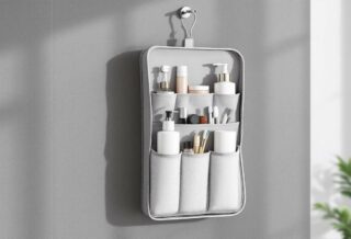 découvrez notre trousse de toilette suspendue, l'accessoire idéal pour un gain de place assuré. pratique et élégante, elle vous permet d'organiser vos produits de beauté tout en optimisant l'espace de votre salle de bains. ne laissez plus le désordre s'installer et optez pour une solution astucieuse !