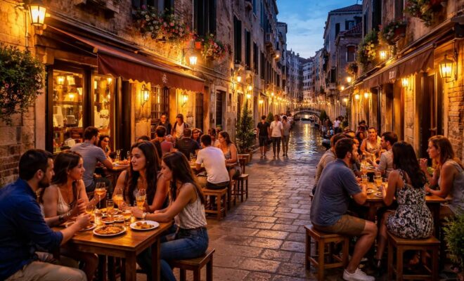 découvrez comment passer une soirée parfaite à venise en explorant les bacari, ces charmants bars traditionnels vénitiens où savourer des cicchetti et des vins locaux dans une ambiance authentique.
