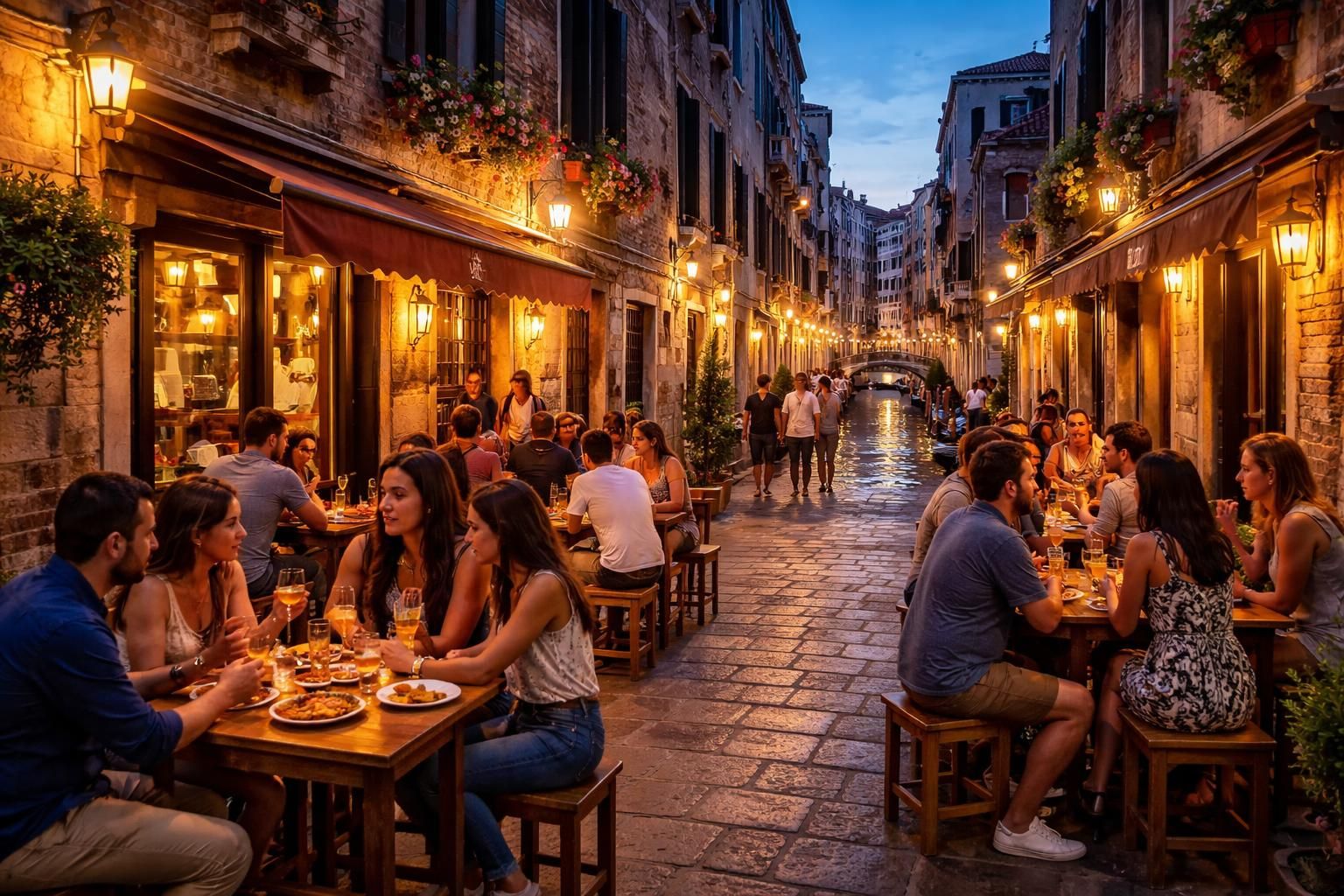 découvrez comment passer une soirée parfaite à venise en explorant les bacari, ces charmants bars traditionnels vénitiens où savourer des cicchetti et des vins locaux dans une ambiance authentique.