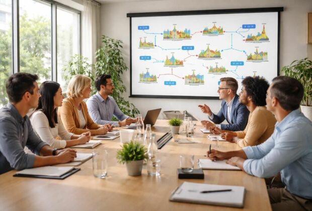 découvrez notre planning des visites en voyage de groupe, présenté sur écran de projection pour un séjour organisé et convivial.