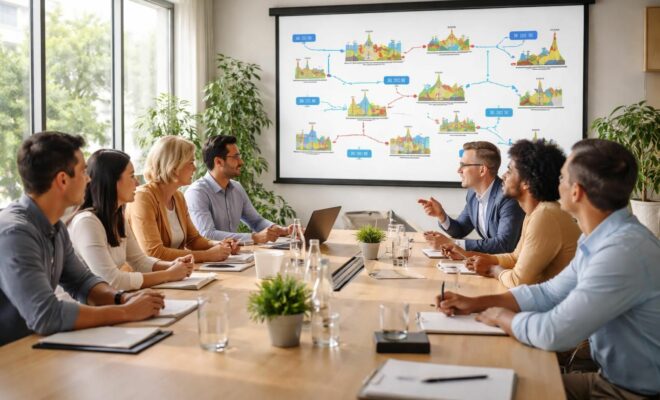 découvrez notre planning des visites en voyage de groupe, présenté sur écran de projection pour un séjour organisé et convivial.